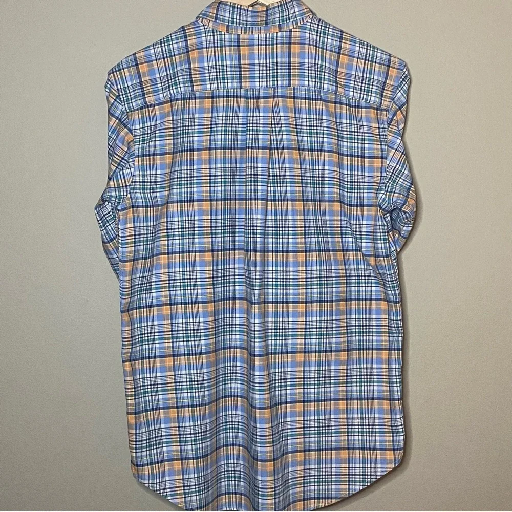 Ralph Lauren Button Down Shirt Youth Boy Size 18 Blue Orange Plaid Preppy